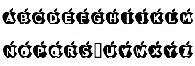 IN APPLE Шрифта ВЕРХНИЙ