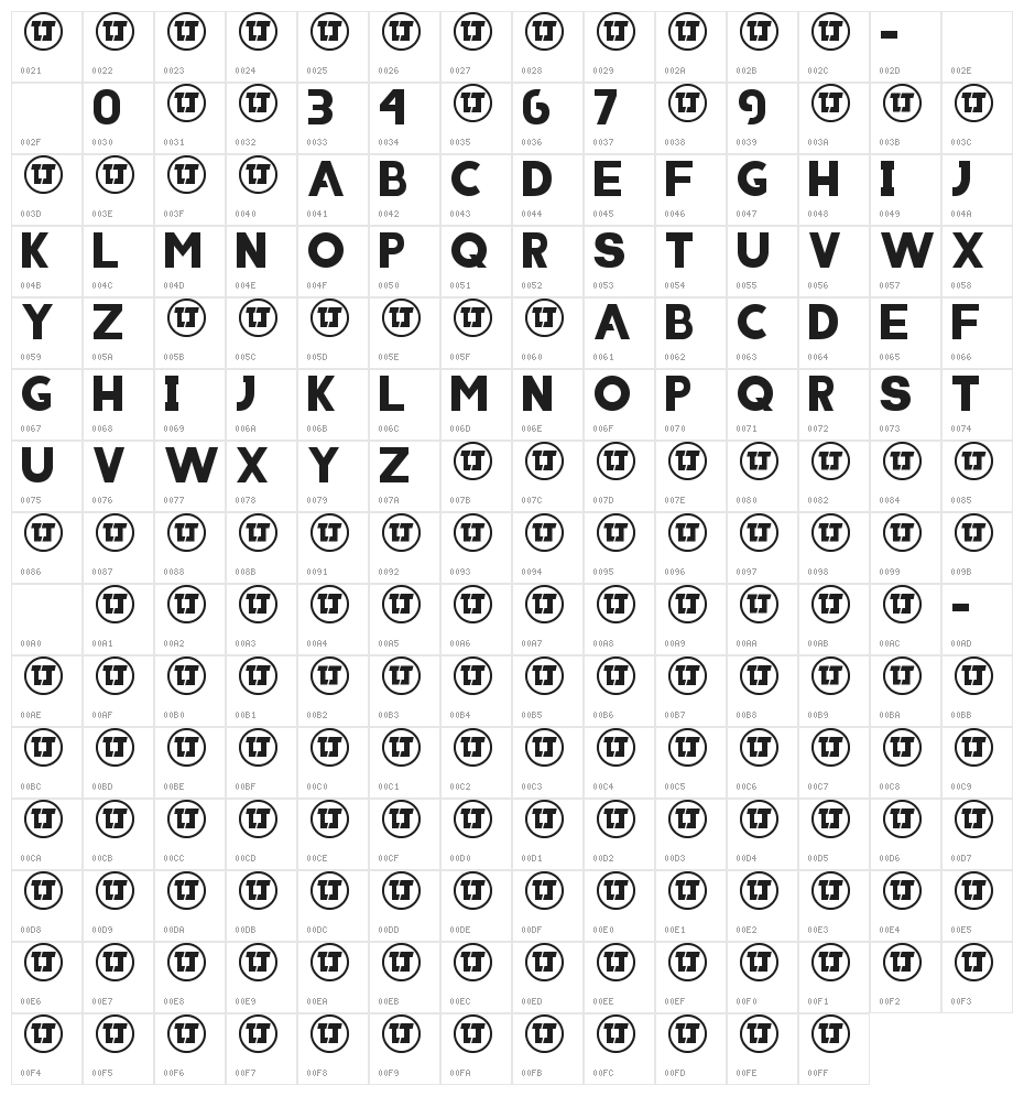 INICIO NORMAL Character Map