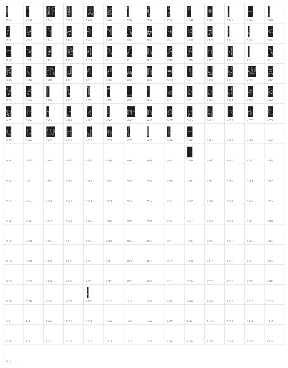 INTERPLANETARY-Hollow-Inverse Character Map