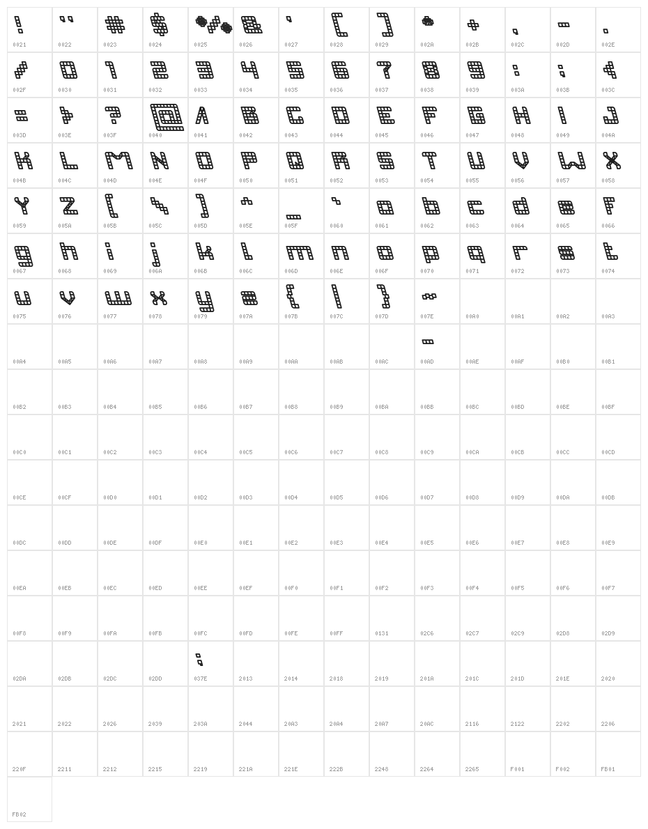 INVASION Bold Character Map