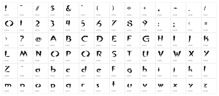 In A Flash Expanded Character Map
