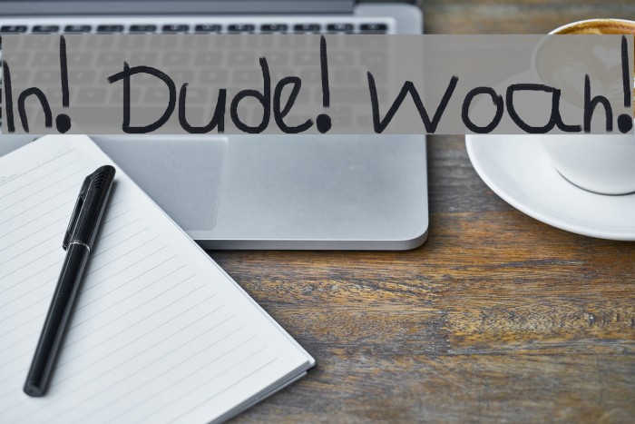 In! Dude! Woah! Font examples