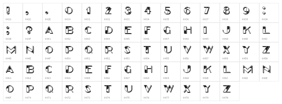 In Resin Hollow Regular Character Map