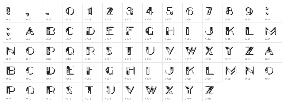 In Resin Light Regular Character Map