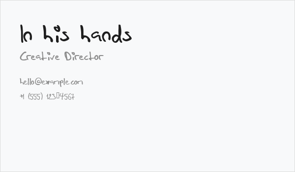 In his hands Business Card