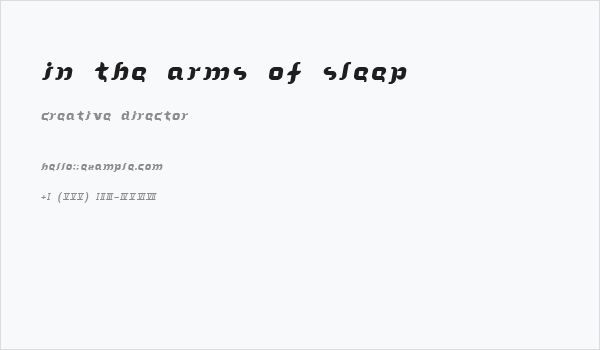 In the arms of sleep Business Card