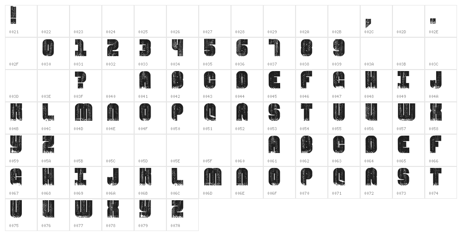 InMetroCaves-Regular Character Map