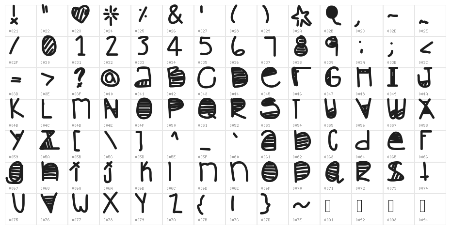 InTheMorming Character Map