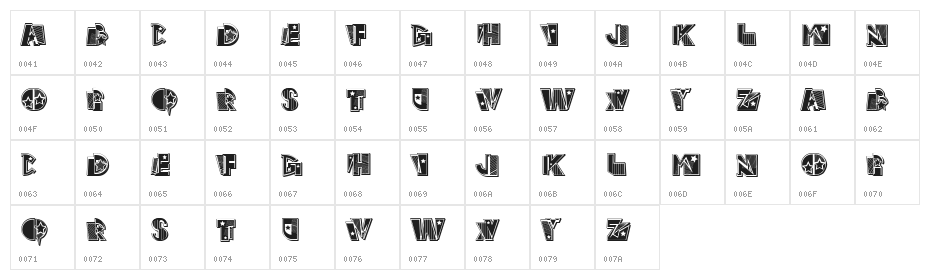 Incar Regular Character Map