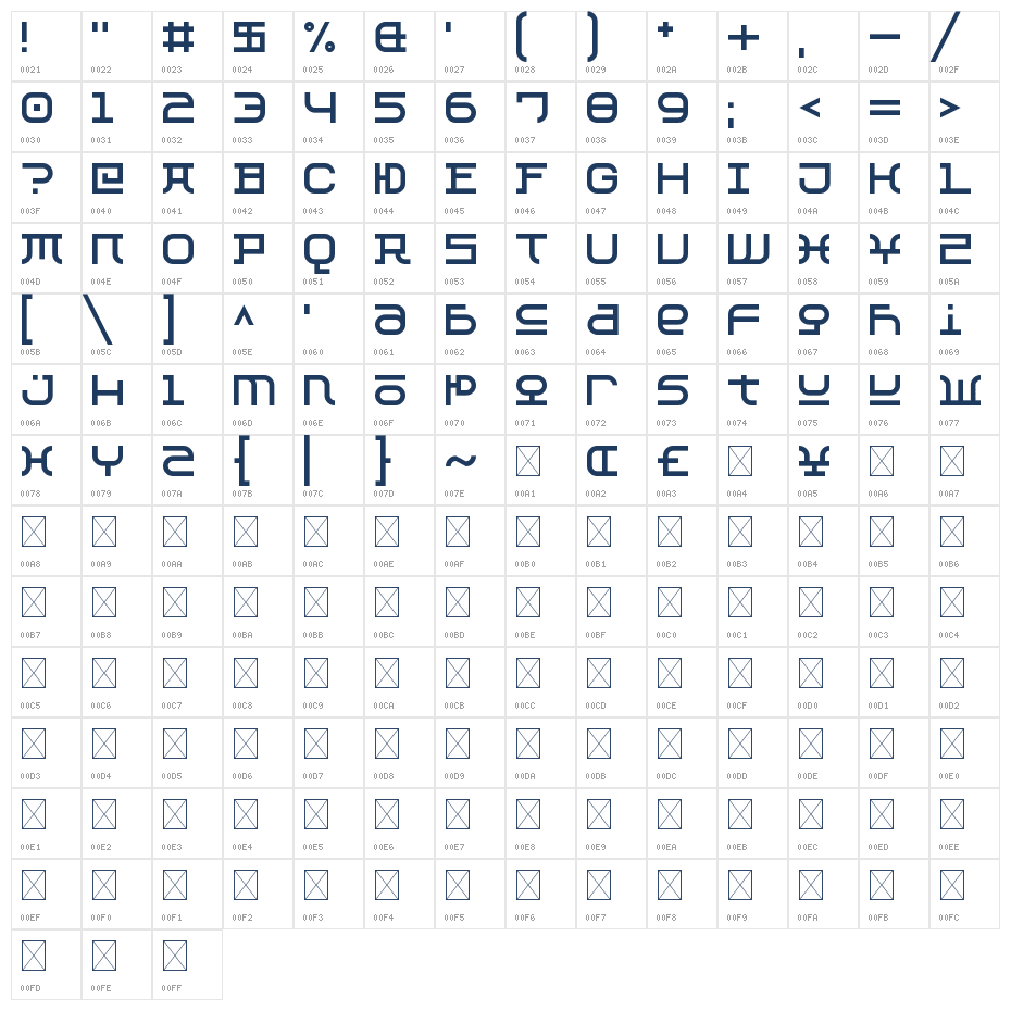 Incheon Nights Regular Character Map