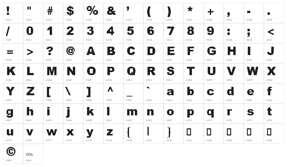 Incite Character Map