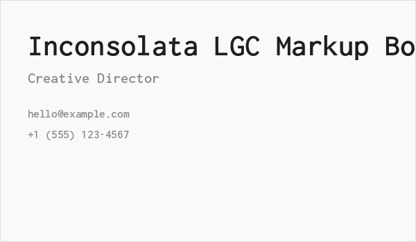 Inconsolata LGC Markup Bold Business Card