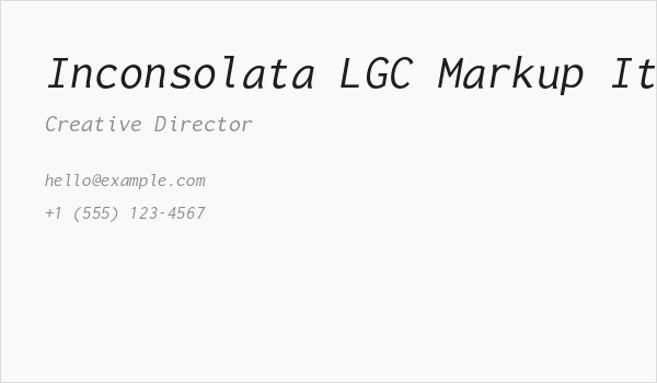 Inconsolata LGC Markup Italic Business Card