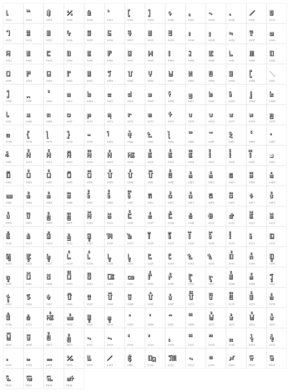 IndiaSnakePixelLabyrinthGam-d Character Map