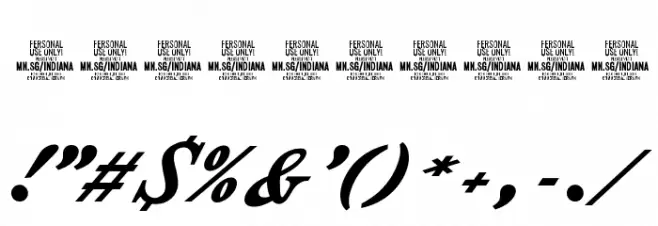 Indiana Script PERSONAL USE Font OTHER CHARS