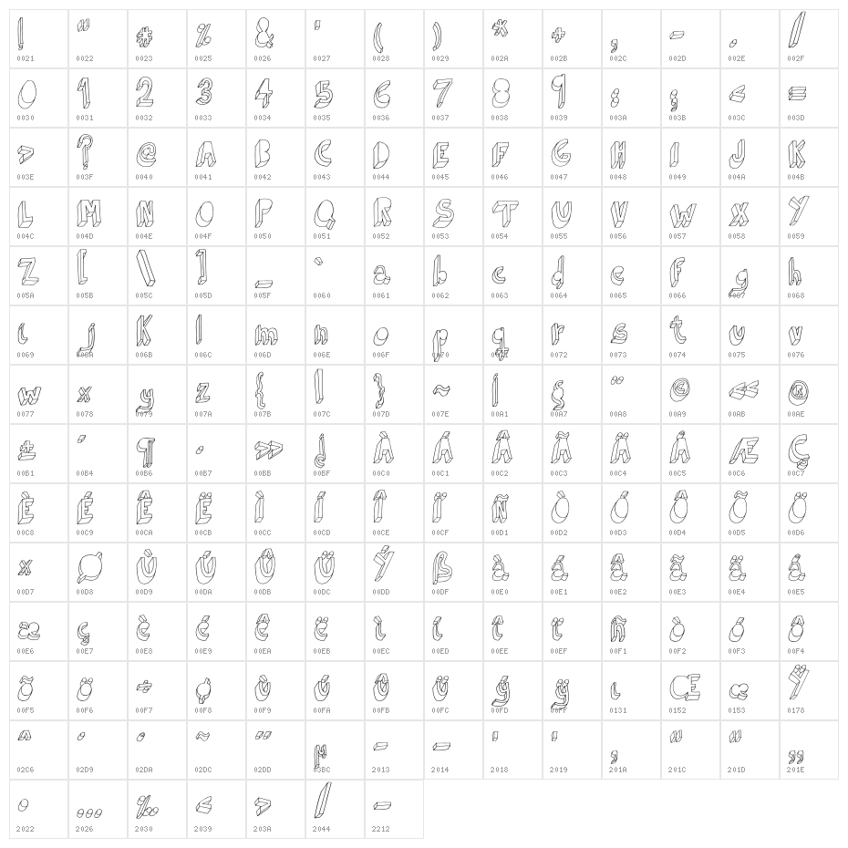 Indietronica-Regular Character Map