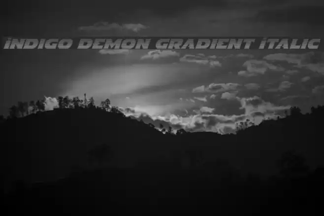 Indigo Demon Gradient Italic Font examples