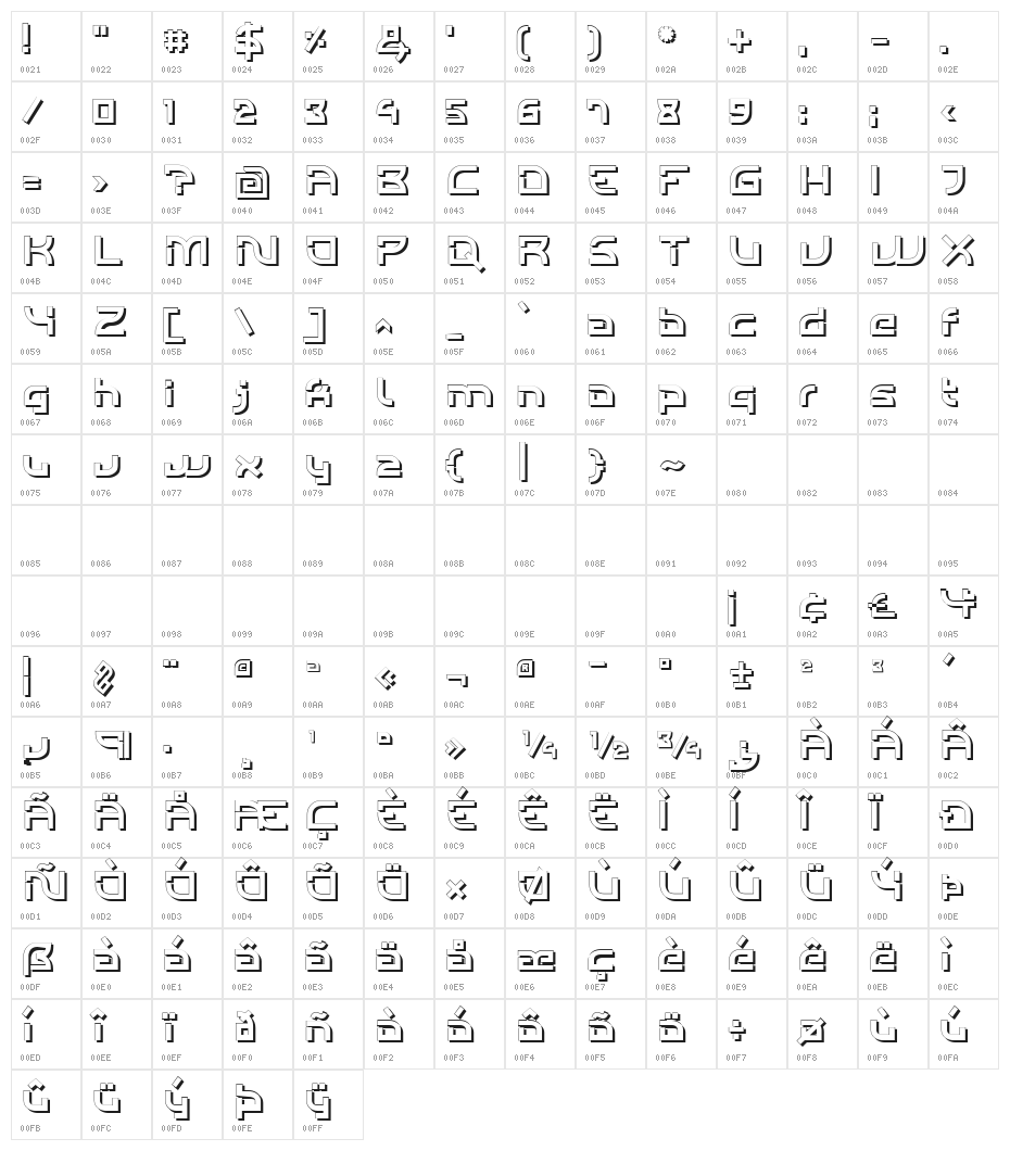 Individigital Shaded Character Map