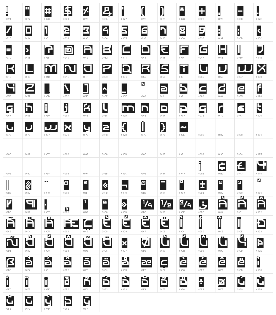 Individigital Subtitle Character Map