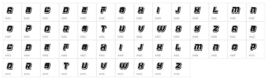 Indos Italic Character Map