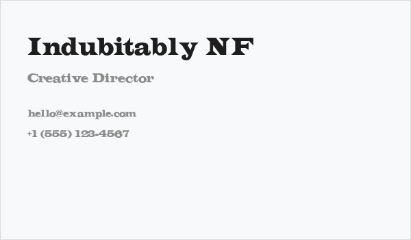 Indubitably NF Business Card