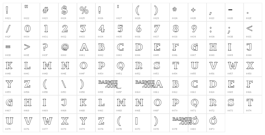 InfantylOut Character Map