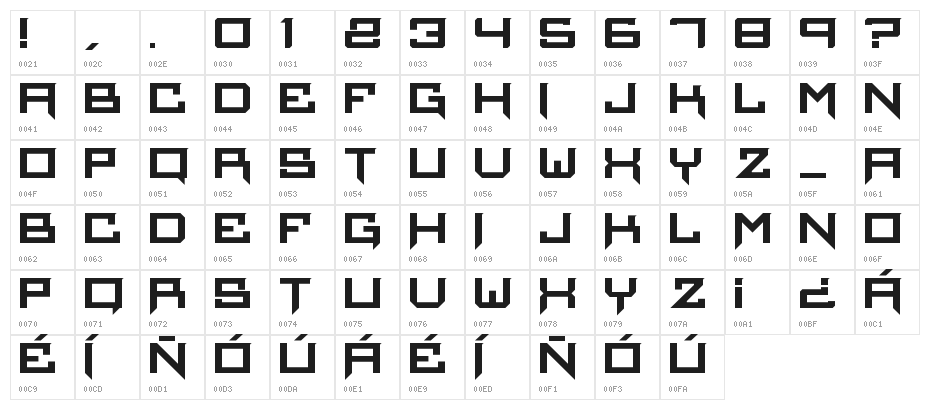 Infierno Regular Character Map