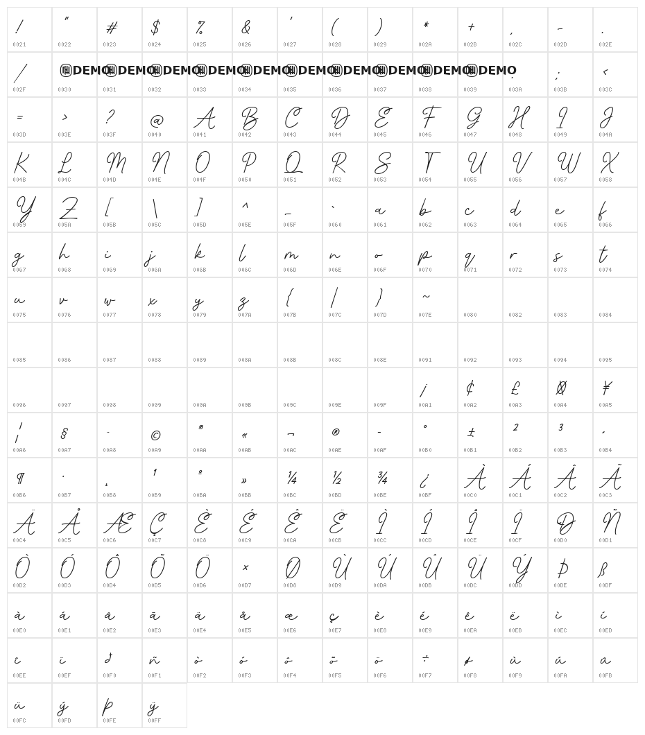 Infirmly Indicator Regular Character Map