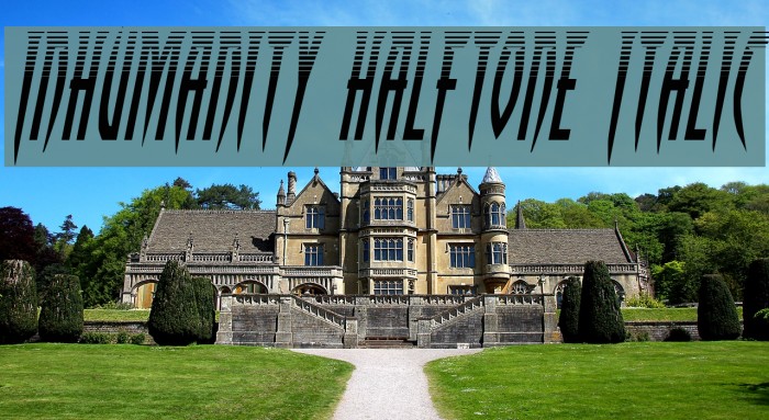Inhumanity Halftone Italic Font examples