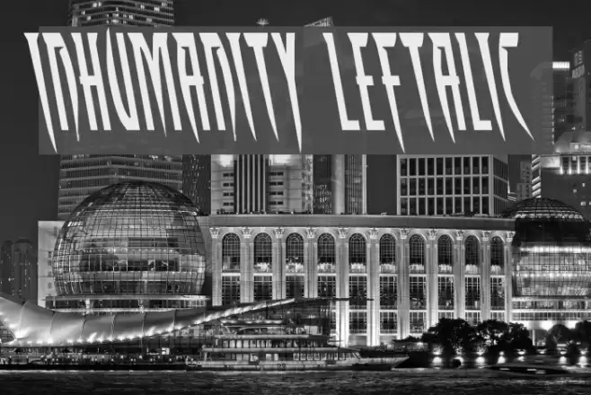 Inhumanity Leftalic Font examples