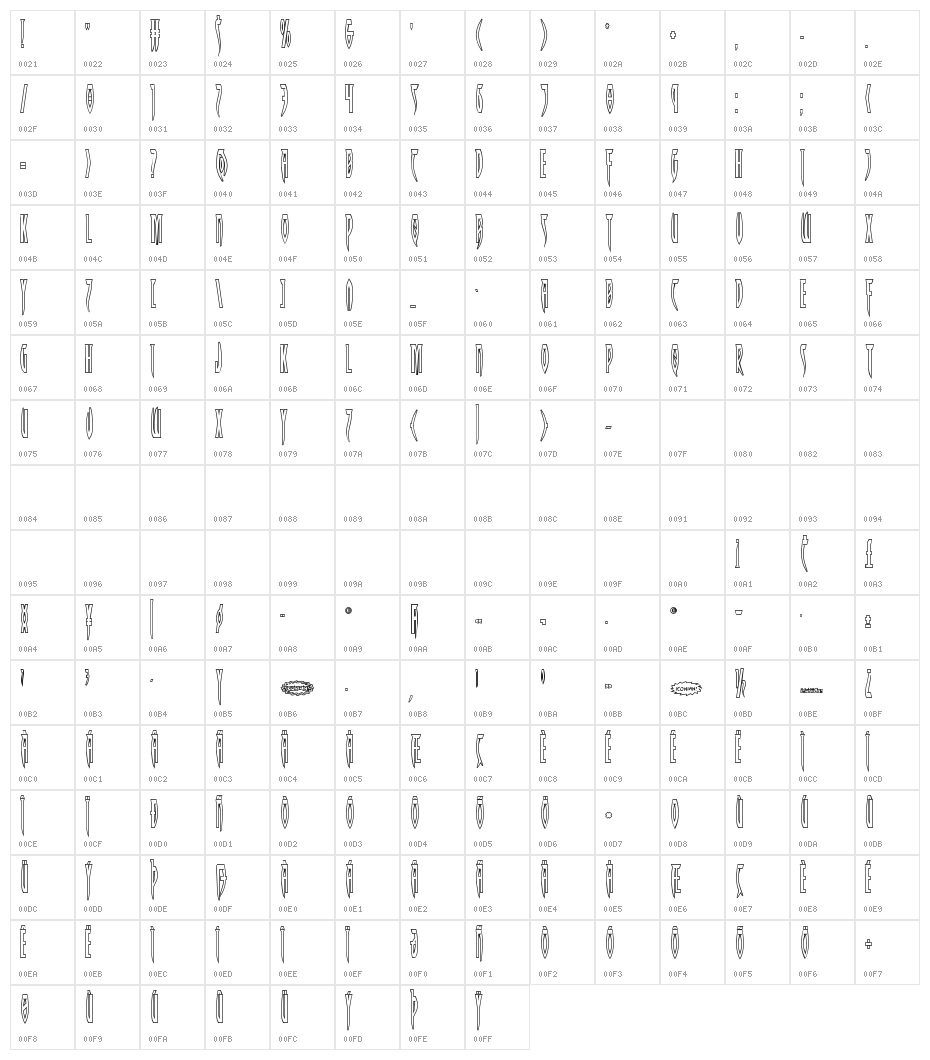Inhumanity Outline Character Map