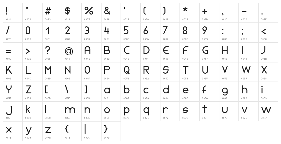 Initia Sans Regular Character Map