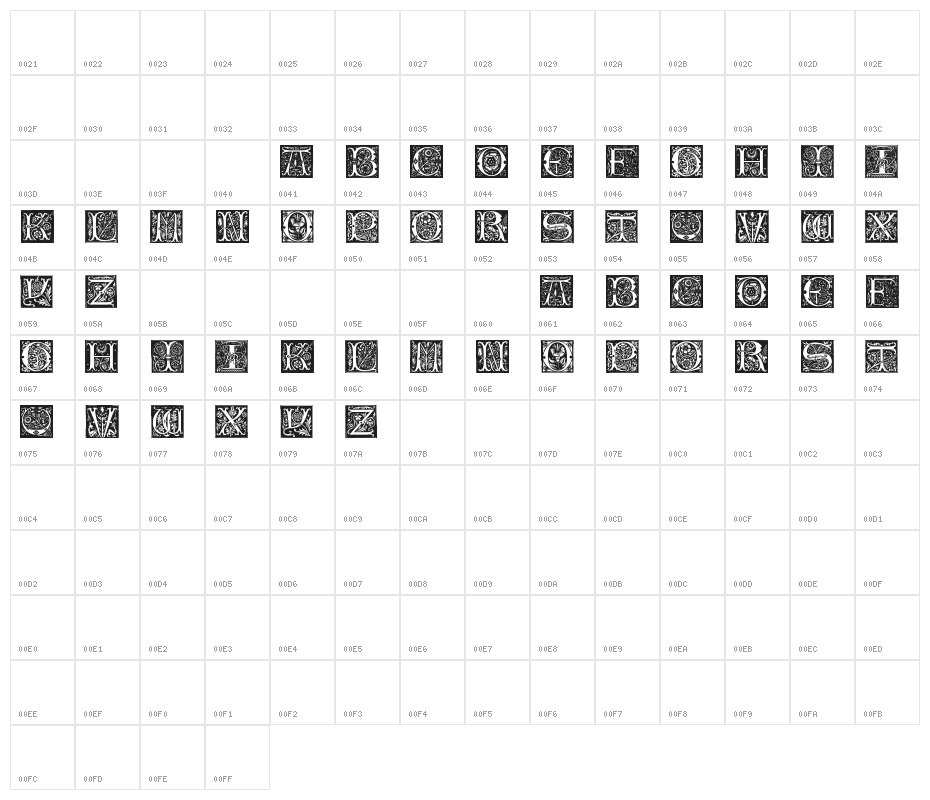Initials TFB Character Map