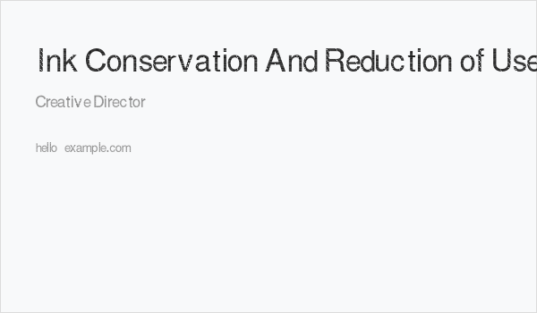 Ink Conservation And Reduction of Use Strategic Font Business Card