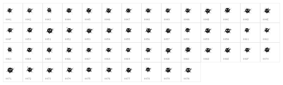 Ink Drops Regular Character Map