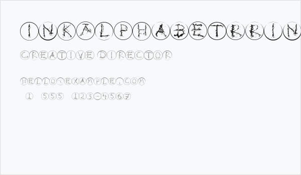 InkAlphabetRRings Business Card