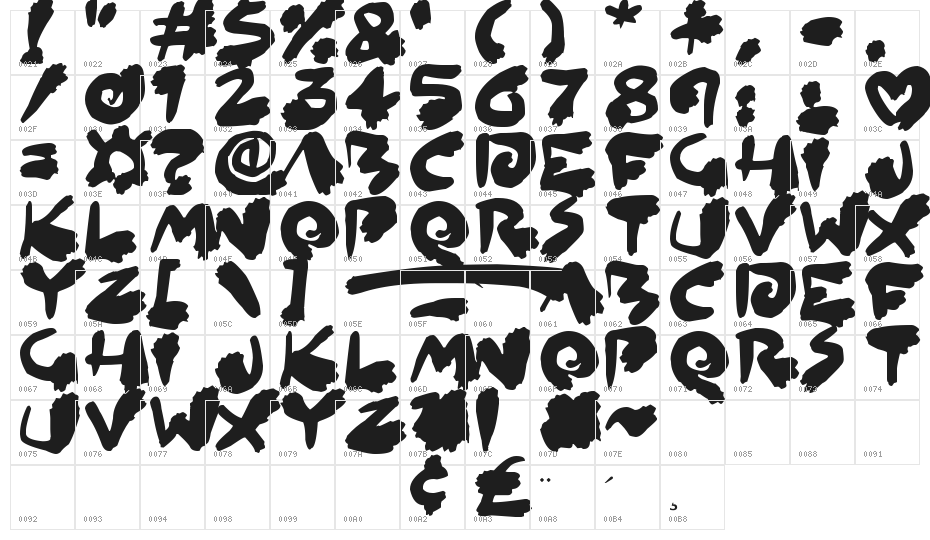 Inked Out Character Map