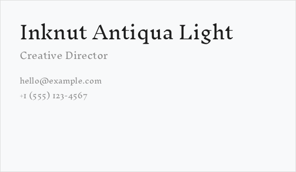 Inknut Antiqua Light Business Card