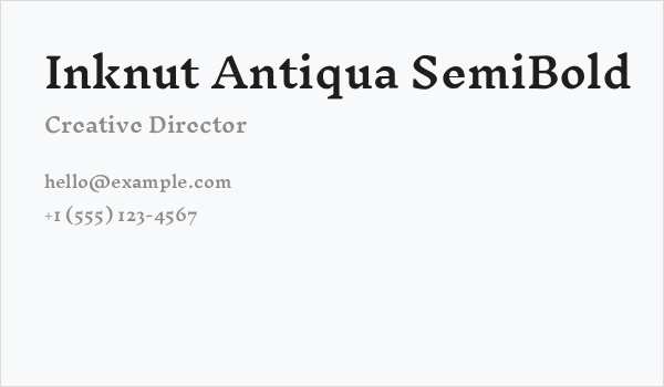 Inknut Antiqua SemiBold Business Card