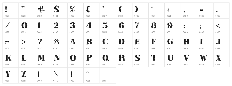 Inkpad Regular Character Map