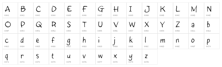 InkyDoo_Regular_TRIAL Character Map
