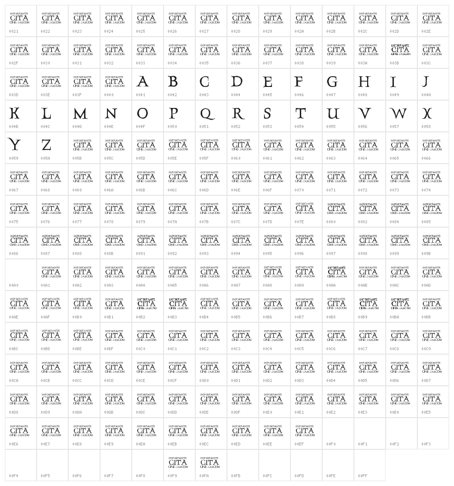 InportanteCita Character Map