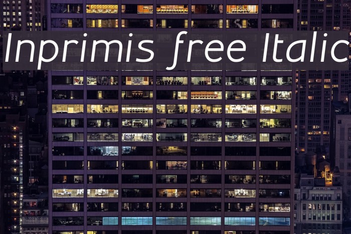 Inprimis free Italic Font examples