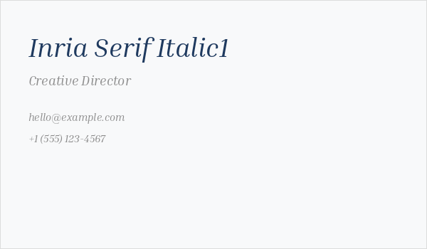 Inria Serif Italic1 Business Card