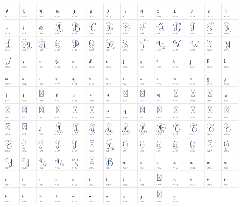 Inside2 Character Map