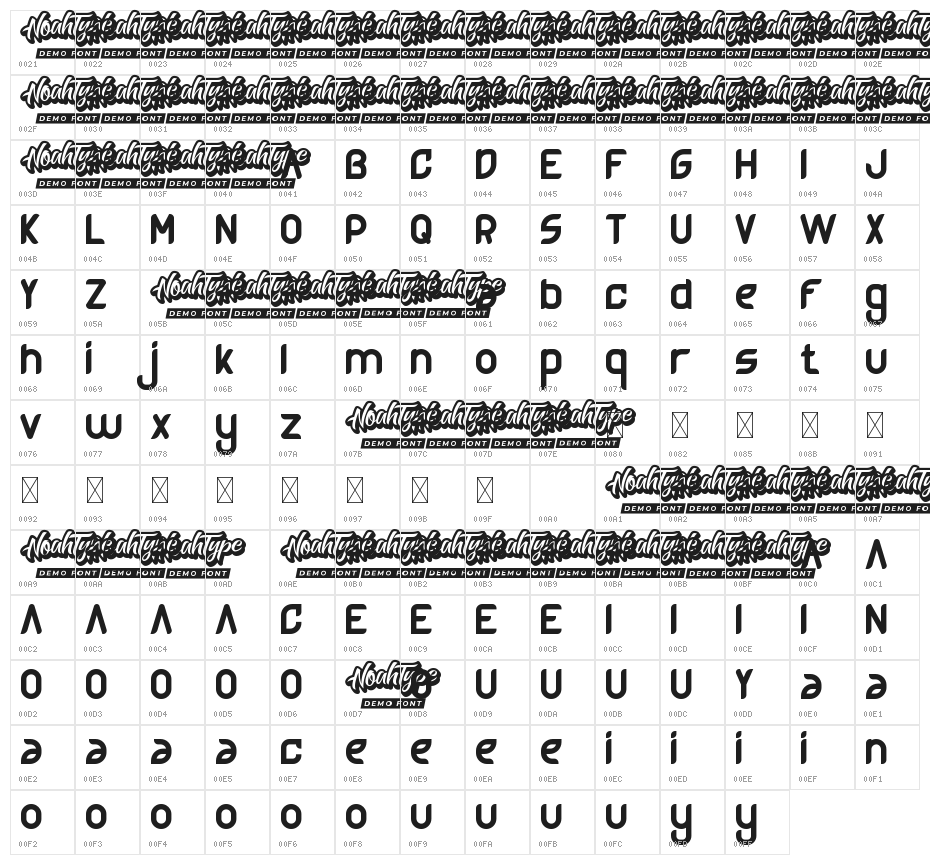Inspace Demo Bold Character Map