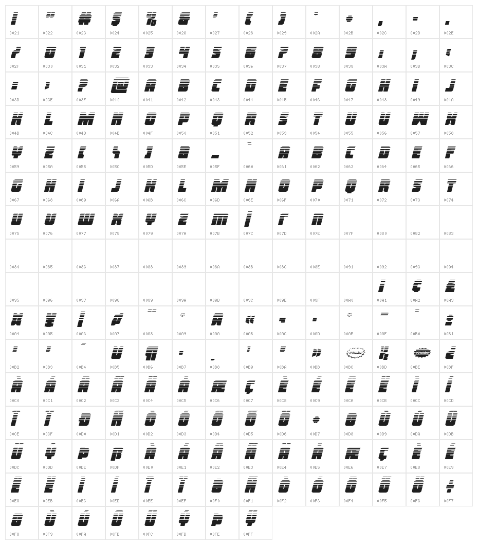 Inspector General Halftone Ita Character Map