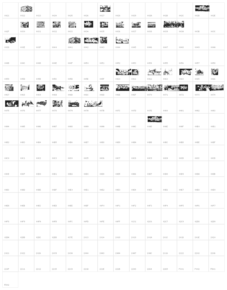 Instant Graffitication Character Map