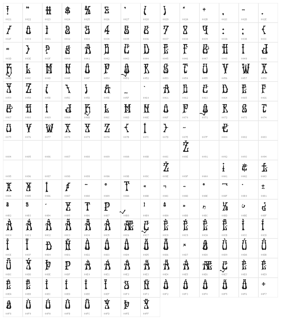 Instant Zen Bold Character Map