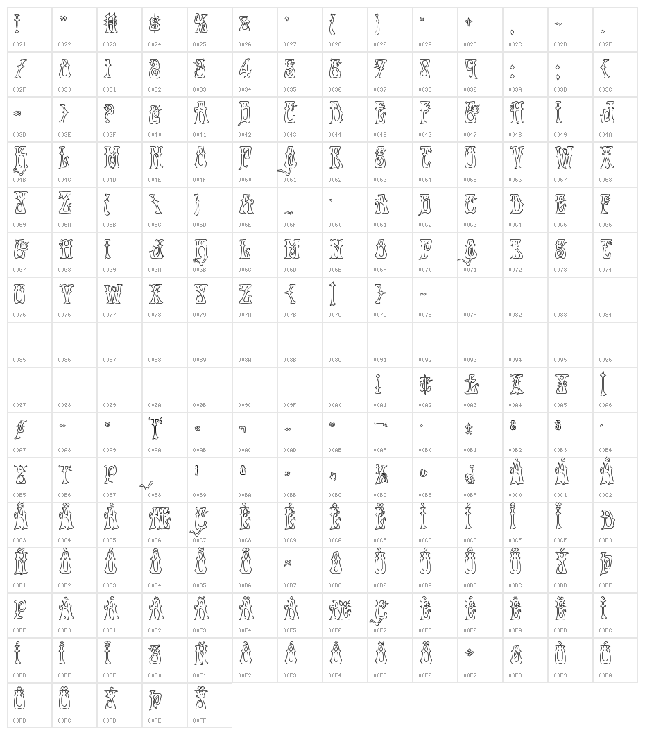 Instant Zen Outline Character Map
